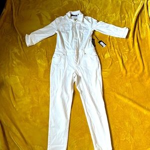 Gabrielle Union Women’s White 3/4 Length White Denim Jumper Size Medium